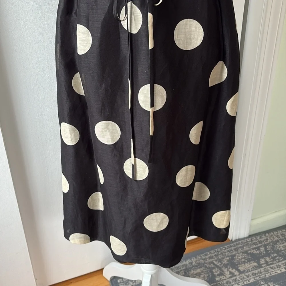 Talbots Linen Silk Polka Dot Sleeveless Dress 10 - Picture 3 of 9